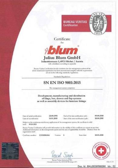 Сертификат Блюм 1